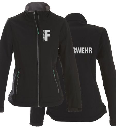 Softshell-Jacke Trial Ladies Beschriftung refl. FEUERWEHR klein auf Brust und gross auf Rücken