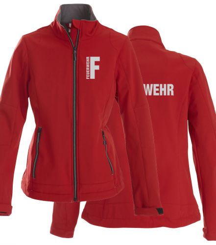 Softshell-Jacke Trial Ladies Beschriftung refl. FEUERWEHR klein auf Brust und gross auf Rücken