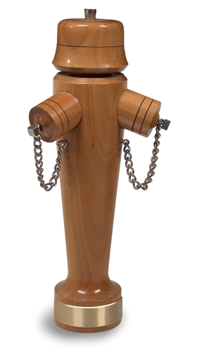 Originelle Pfeffermühle mit Messingschild