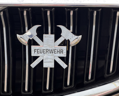 3D-Autokreuz aus Metall, Gold, FEUERWEHR