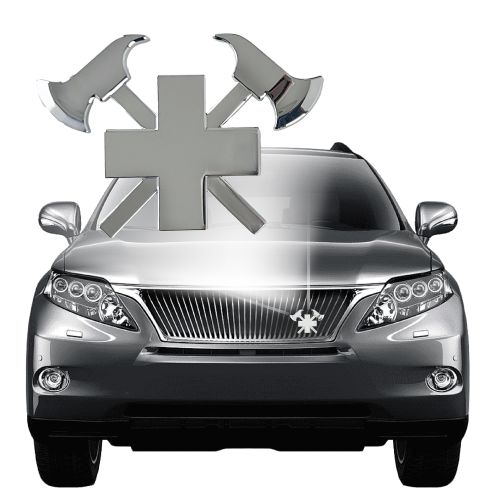 3D-Autokreuz aus Metall, Silber - mit Gravur