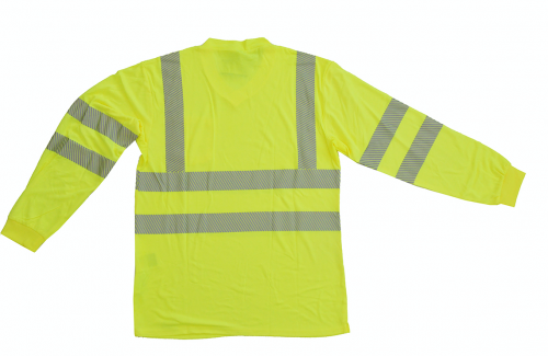 V-Neck Langarm T-Shirt ISO 20471 Klasse 2 Beschriftung refl. FEUERWEHR klein auf Brust