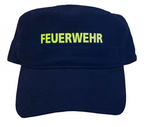 Trooper Cap navy mit Aufdruck Feuerwehr in lemon