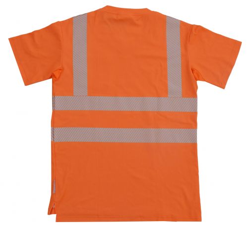 T-Shirt mit V-Ausschnitt ISO 20471 Klasse 2 Beschriftung refl. FEUERWEHR klein auf Brust