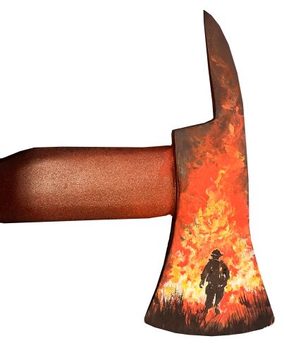 Original Feuerwehraxt mit Kunstbemalung