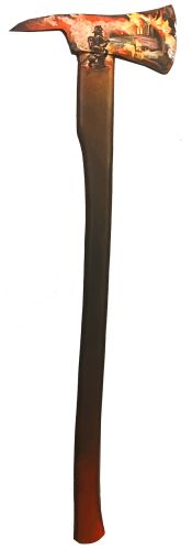 Original Feuerwehraxt mit Kunstbemalung