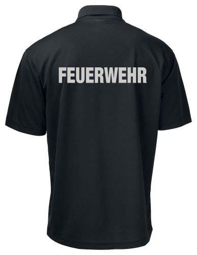 Funktions Polo Piqué Beschriftung refl. FEUERWEHR gross auf Rücken