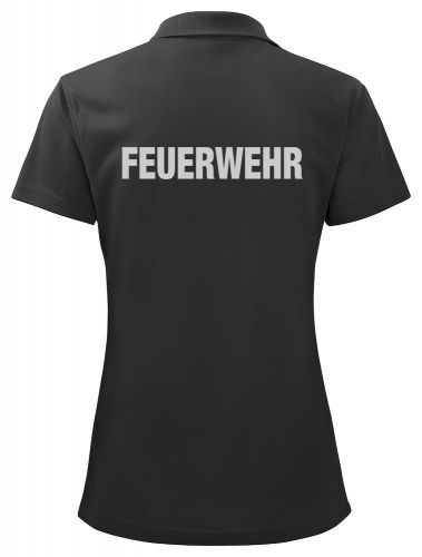 Funktions Polo Piqué Ladies Beschriftung refl. FEUERWEHR gross auf Rücken