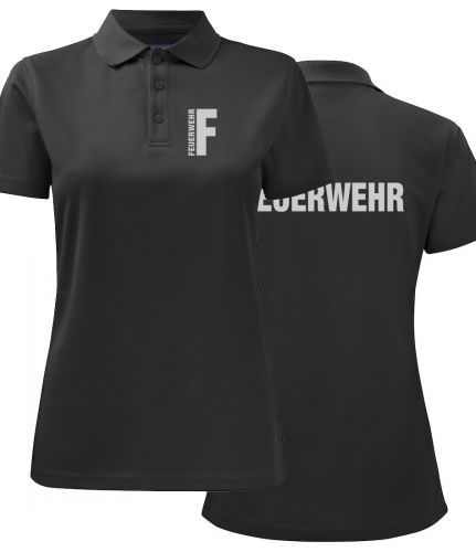 Funktions Polo Piqué Ladies Beschriftung refl. FEUERWEHR klein auf Brust und gross auf Rücken