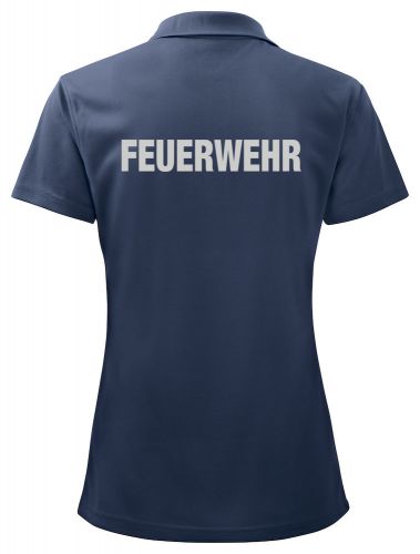 Funktions Polo Piqué Ladies Beschriftung refl. FEUERWEHR gross auf Rücken