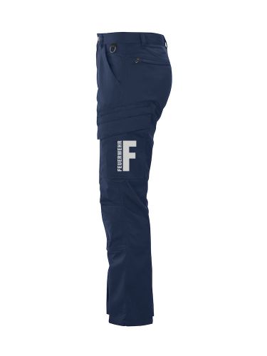 Arbeitshose moderner Schnitt Feuerwehr, 2 Beintaschen und refl. Beschriftung
