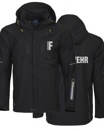 Softshell-Jacke Beschriftung refl. FEUERWEHR klein auf Brust und gross auf Rücken