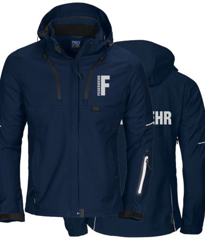Softshell-Jacke Ladies Beschriftung refl. FEUERWEHR klein auf Brust und gross auf Rücken