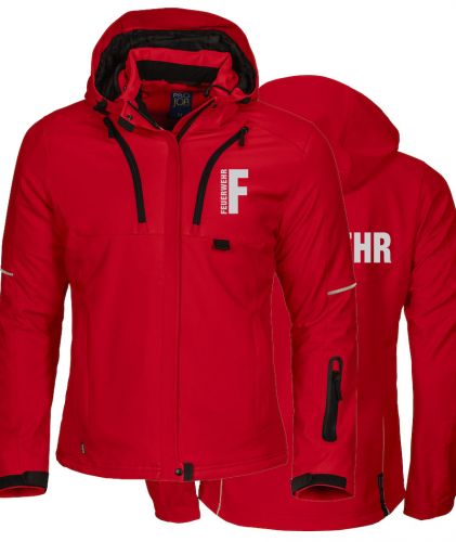 Softshell-Jacke Ladies Beschriftung refl. FEUERWEHR klein auf Brust und gross auf Rücken