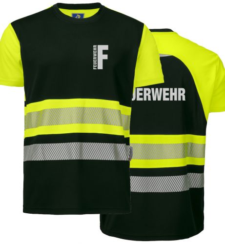 T-Shirt EN ISO 20471 Klasse 1 Beschriftung refl. FEUERWEHR klein auf Brust und gross auf Rücken