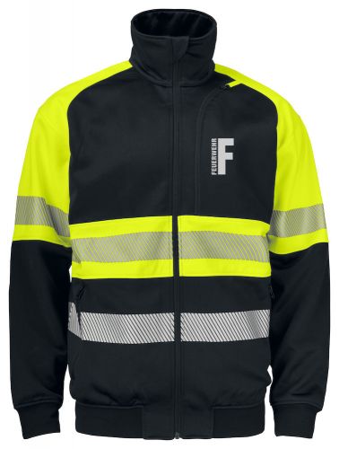 Sweatshirt Jacke EN ISO 20471 Klasse 1 Beschriftung refl. FEUERWEHR klein auf Brust