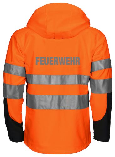 Funktionnelle Softshell-Jacke EN ISO 20471 Klasse 3/2 Beschriftung refl. FEUERWEHR gross auf Rücken