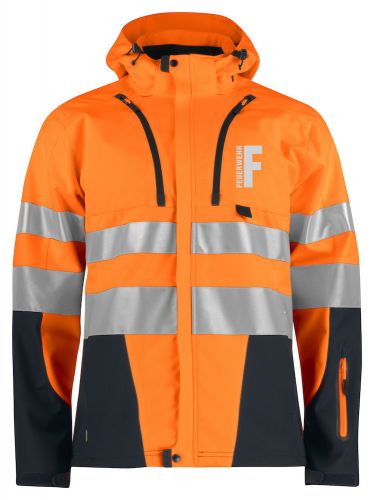 Funktionnelle Softshell-Jacke EN ISO 20471 Klasse 3/2 Beschriftung refl. FEUERWEHR klein auf Brust