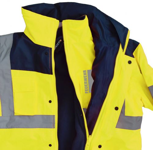 Warnschutz-Jacke 4 in 1 EN ISO 20471 Klasse 3 Beschriftung refl. FEUERWEHR klein auf Brust