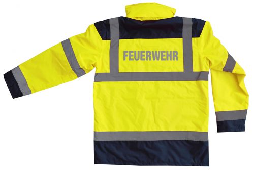 Warnschutz-Jacke 4 in 1 EN ISO 20471 Klasse 3 Beschriftung refl. FEUERWEHR klein auf Brust und gross auf Rücken