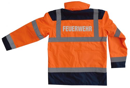 Warnschutz-Jacke 4 in 1 EN ISO 20471 Klasse 3 Beschriftung refl. FEUERWEHR klein auf Brust und gross auf Rücken