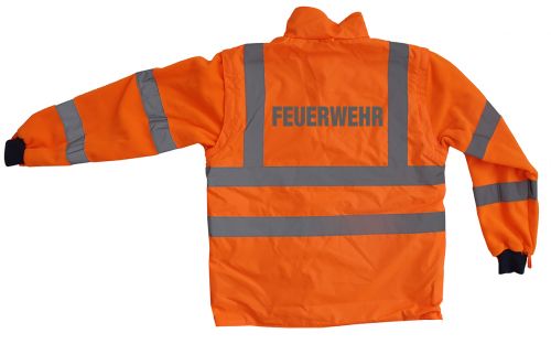 Warnschutz-Jacke 4 in 1 EN ISO 20471 Klasse 3 Beschriftung refl. FEUERWEHR klein auf Brust und gross auf Rücken
