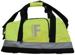 Sporttasche in Leuchtgelb, beschriftet