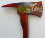 Original Feuerwehraxt mit Kunstbemalung